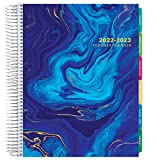 Deluxe 2022-2023 Dated Teacher Planner: 8.5"x11" Includes 7 Periods, Page Tabs, Bookmark, Planning Stickers, Pocket Folder Daily Weekly Monthly Planner Yearly Agenda (Dark Blue Marble)