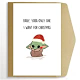 Baby Yoda Christmas Card, The Mandalorian Card, Star Wars Christmas Card, Yoda Only One I Want for Christmas