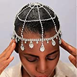 StoneFans Rhinestone Headpiece Cap Roaring 20s Crystal Flapper Head Chain Jewelry Wedding Forehead Gatsby Hair Accessories for Women Girls Party