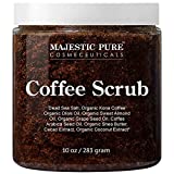 MAJESTIC PURE Arabica Coffee Scrub - All Natural Body Scrub for Skin Care, Stretch Marks, Acne & Cellulite, Reduce the Look of Spider Veins, Eczema, Age Spots & Varicose Veins - 10 Ounces