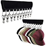 LokiEssentials Hat Organizer Holder for Hanger (2 Pack) Hat Storage for Room & Closet, 10 Large Holder Clips to Hang Baseball Hats, Ball Caps, Winter Beanie & Accessories, Fits All Size Hangers