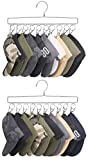 Mkono Hat Organizer Hanger for Closet Set of 2 Baseball Cap Organizer with 20 Clips Stainless Steel Hat Rack Holder for Baseball Caps, Modern Silver Hat Hangers for Closet Storage, Fits All Caps