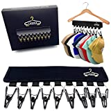 LASOSA Hat Organizer for Closet, Set of 2 - Space-Saving Cap Rack for Baseball Hats, Beanies, Scarves and More - Portable, Adjustable and Easy to Install - Premium Quality, Durable Design (Black)