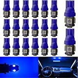 EverBright T10 194 Led Bulb 168 912 W5W 2825 LED Bulb for Car Interior Lights Dome Map Light Trunk Door Light Dashboard Bulb License Plate Light Lamp 5050 Chips 5SMD DC 12V,Blue (Pack of 20)