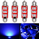 PHINLION Super Bright 212-2 LED Bulb 3030 6-SMD Festoon 41mm 42mm 211-2 214-2 578 Bulbs for Car Interior Map Dome Trunk Courtesy Light, Blue (4 Pack)