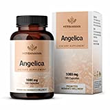 HERBAMAMA Angelica Capsules - Digestive Health, Heart & Blood Circulation Herbal Supplement - Stress Support & PMS Relief for Women w/ Dong Quai Root - Gluten Free, Vegan, Non-GMO - 1000mg 100 Caps