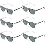 6 Pcs Racecar Sunglasses with Checkered Flag Designs with Dark Lenses, Checkered Sunglasses Race Pattern Novelty Sunglasses for Party Favors Beach Pool Outdoor Summer Activity Goody Bag Fillers
