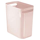 mDesign Plastic Slim Large 2.5 Gallon Trash Can Wastebasket, Classic Garbage Container Recycle Bin for Bathroom, Bedroom, Kitchen, Home Office, Outdoor Waste, Recycling, Aura Collection, Lt Pink/Blush