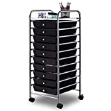 Giantex 10 Drawer Rolling Storage Cart Scrapbook Paper Office School Organizer (Black)