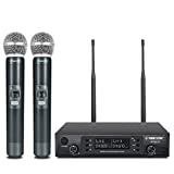 Wireless Microphone System, Phenyx Pro Dual Handheld Cordless Mic Set, 2x100 Channels, Auto Scan, Lock Function, Mute Function, 290-328ft Coverage, Ideal for DJ, Church, Events (PTU-71A)