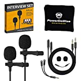 Professional Grade 2 Lavalier Clip-On Microphones Set for Dual Interview - Double Lav Lapel Microphone - Use for iPhone Phone Camera - Blogging Video Recording Noise Cancelling 3.5mm Mic