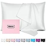Silk Pillowcase for Hair and Skin Mulberry Silk Pillowcase Soft Breathable Smooth Both Sided Natural Silk Pillowcase with Zipper Beauty Sleep Silk Pillow Case 1 Pack for Gift (Standard, White)