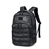 Military tactical backpack, nylon military MOLLE backpack, 3-day assault bag, used for outdoor hiking, camping and hunting (Python black)