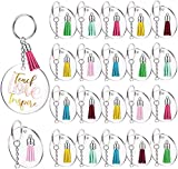 120 Pcs 2 Inch Acrylic Keychain Blanks | Clear Acrylic Circle Discs with Hole, Come with Silver 30 Tassles and 30 Keychain Rings, Perfect for DIY Keepsake, Monogram Keychains