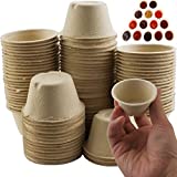 LeonBach 100 Pack 2oz Natural Bagasse Fiber Cups, Tasting Cups Paper Condiment Cups Serving Cup Compostable Sample Cups Disposable Sauce Dishes