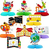 10 Pieces Back to School Table Centerpieces School Bus Table Decorations Stationery Chalkboard Honeycomb Centerpieces Back to School Party Decorations for Teachers Students School Classroom Decor