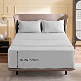 Bedsure Extra Deep Pocket Queen Sheets Set - Air Mattress Sheets with 18 to 24 inch Deep Pocket, Microfiber Soft Breathable Moisture Wicking Bedding Sheets & Pillowcases, Light Grey, 4 Piece