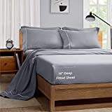 Bedsure Queen Size Sheets Set 6 PC - Deep Pocket Bed Sheets Queen Soft Brushed Microfiber, 1800 Hotel Luxury Bed Sheets Set, Wrinkle and Fade Resistant, Grey