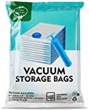 TashiLiving Vacuum Compression Storage Bags, Space Travel Bags for Clothes, Bedding, Pillows, Comforters 7 Pack (Medium - 6 Pack 20" x 28" + 1 Hanging Bag) with Hand-Pump for Travel