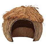 Needzo Coconut Tiki Hut Hideout for Hermit Crabs, Reptiles, Natural Habitat Cage Decoration, 4 x 5 Inches