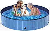 Kiddie Pool 63" x 12" JECOO Kid Pool Plastic Dog Pool for Large Dogs Foldable Pet Bathing Tub Portable Outside Swimming Pool