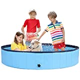 63'' Dog Pool for Large Dogs, Foldable Dog Pool Large Kiddie Pool, Swimming Pool Bathing Tub for Kids Dogs Cats