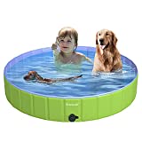 Dog Pool, Foldable Kiddie Pool for Kids, Portable Kid Pool for Backyard, Indoor & Outdoor Collapsible Pet Pool, Durable Dog Swimming Pool for Large Medium Small Dogs and Cats (Green, XL: 63'' x 12'')