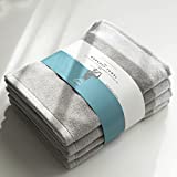 Luzia Striped Workout Towel (Pack of 4) - Premium Quality 100% Turkish Cotton - Lightweight and Super Absorbent for Sports, Workout, Fitness, Gym, Yoga, Running and Travel (Gray)