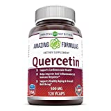 Amazing Formulas Quercetin - 500 Mg, 120 Veggie Capsules (Non-GMO,Gluten Free) Supports Cardiovascular Health-Helps Improve Anti-Inflammatory & Immune System - Supports Healthy Aging & Overall Health