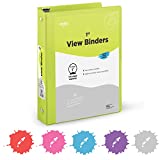 1 Inch 3 Ring Binder 1 Binder Green Clear View Cover with 2 Inside Pockets, Colored School Supplies Office and Home Binders  by Enday