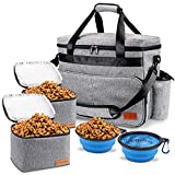 PUEIKAI Dog Travel Bag, Airline Approved Pet Tote Organizer with Multi-Function Pockets, Accessories Set Includes Shoulder Strap, 2 Food Storage Containers, 2 Foldable Bowls