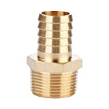 U.S. Solid Brass Hose Fitting, Adapter, 3/4" Barb x 3/4" NPT Male Pipe Fittings