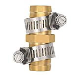 Gardening Will 5 Pack Brass Barb Straight Joiner 3/4" Hose Fitting Air Water Repair Splicer Mender with Clamps