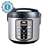 Aroma Housewares ARC-5000SB Digital Rice, Food Steamer, Slow, Grain Cooker, Stainless Exterior/Nonstick Pot, 10-cup uncooked/20-cup cooked/4QT, Silver, Black