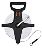 Champion Sports Open Reel Measure Tape, 400 ft, 120 Meters, with Metal Spike, Hand Crank - Open Tape Measure for Track and Field, Long Jump - Durable, Dual-Sided Measuring Reel with Feet and Meters