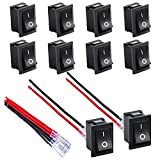 DaierTek KCD1-101 Mini Rocker Switch T85 2 Pin SPST Small ON Off Appliance Rocker Toggle Switch 12V 20A 120V 10A Per-Wired Black -10Pack
