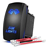 Nilight Side Lights Rocker Switch Led Light Bar Switch 5Pin Laser On Off SPST switches 20A/12V 10A/24V Switch Blue with Jumper Wires Set for Cars Trucks RVs,2 Years Warranty