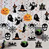 Halloween Hanging Decoration - 36 PCS Halloween Swirl Ceiling Hanging Decoration - Large Size Witches Ghost Pumpkin Ceiling Decorations for Halloween Party