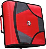Case-it The King Sized Zip Tab Zipper Binder - 4 Inch D-Rings - 5 Subject File Folder - Multiple Pockets - 800 Sheet Capacity - Comes with Shoulder Strap - Red D-186
