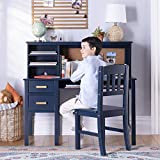 Guidecraft Taiga Desk, Hutch and Chair - Navy: Childrens Wooden Study Computer Workstation, Kids Bedroom Furniture