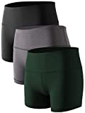 Cadmus Women's High Waist Athletic Sport Workout Shorts with Pocket,3 Pack,05,Black,Grey,Dark Green,Large