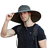 Leotruny Super Wide Brim Bucket Hat UPF50+ Waterproof Sun Hat for Fishing Hiking Camping (C04-Army Green)