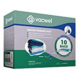 Vacwel Jumbo Vacuum Storage Bags for Clothes, Packing & Storage - Thick, Strong Space Bags with Dual Zip Seal & Colored Triple Seal Caps - Premium Storage Bags Vacuum Sealed - 43 x 30 Inches, 10 Pack