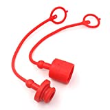 Hydraulic Coupler Dust Cap Plug Set 1/2 ISO-B,CEKER Hydraulic Dust Covers Male Female Quick Connects Fittings,Red Cap with Retention Ring Keeps Cap Attached to Hose 1Pack