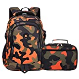 Yvechus School Backpack Casual Daypack Travel Outdoor Camouflage Backpack Christmas Presents for Boys and Girls (DY Camo Orange)