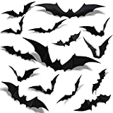 120pcs Halloween 3D Bat Wall Stickers - Halloween Decorations - Scary Bats Wall Window Stickers - Spooky Halloween Window Decorations - DIY Halloween Party Supplies - Halloween Black Bats Decals