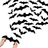 DIYASY Halloween Bats Wall Decor,140 Pcs 3D Bat Decoration Stickers for Home Decor 4 Size Waterproof Black Spooky Bats for Room Decor