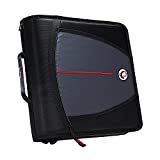 Case-it The Mighty Zip Tab Zipper Binder - 3 Inch O-Rings - 5 Color Tab Expanding File Folder - Multiple Pockets - 600 Sheet Capacity - Comes with Shoulder Strap - Black D-146