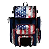 Boombah Rolling Superpack 2.0 Baseball/Softball Gear Bag - 23-1/2" x 13-1/2" x 9-1/2" - USA Old Glory Navy/Red/White - Telescopic Handle - Holds 4 Bats - Wheeled Version