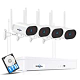 Expandable 8CH,2K Hiseeu 3MP WiFi Security Camera System Outdoor/Indoor,4pcs Pan 180View Cameras,2-Way Audio,WiFi 8 CH NVR System ,Night Vision,Home WiFi Surveillance Cameras ,1TB Hard Drive